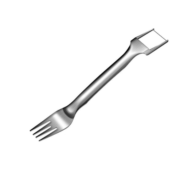 Cortador de tenedor de sandía de acero inoxidable con hoja de doble cara para cubos perfectos, ligero y portátil