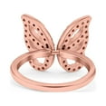 thumbnail image 3 of Rose Tone, Simulated Cubic Zirconia Size-6 Butterfly Ring Wedding Band 925 Sterling Silver, 3 of 7