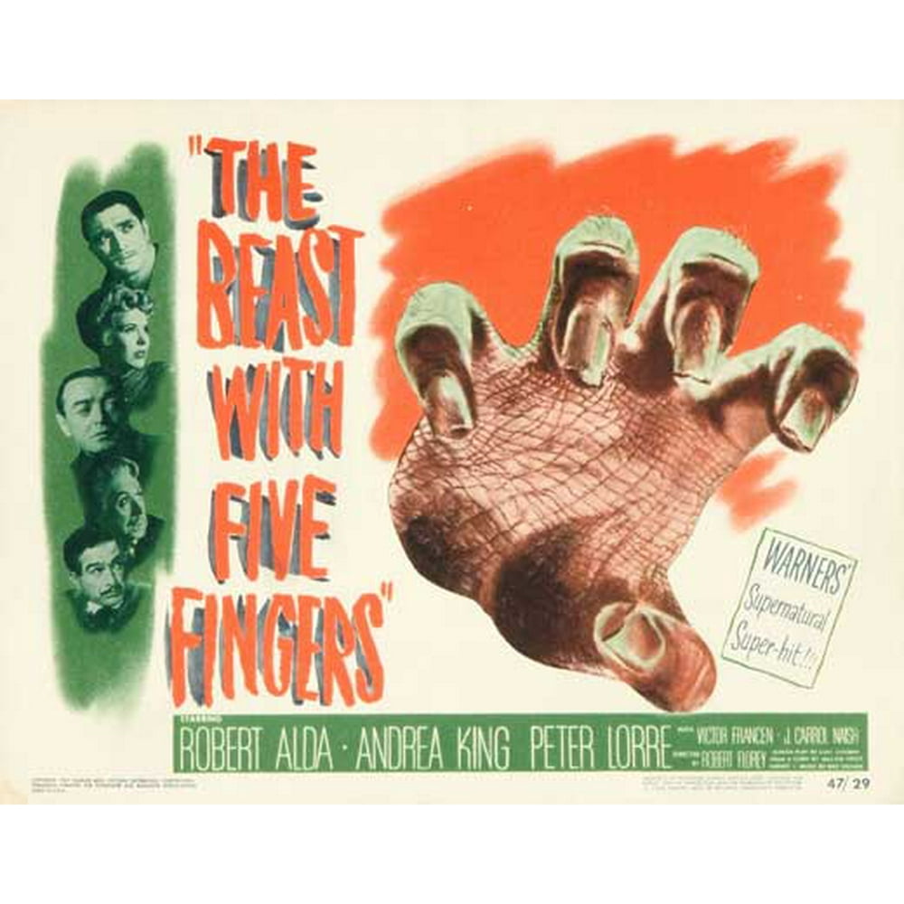 The Beast With Five Fingers Movie POSTER Style A 11 X 14 1946 The beast with five fingers movie poster style a 11 x 14 1946