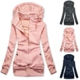 thumbnail image 4 of Cárdigan para mujer, abrigo de manga larga a la moda, camiseta, blusa sólida de otoño, cárdigan con capucha, abrigo con bolsillo y cremallera, Tops Odeerbi ODB-3, 4 of 4