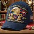 thumbnail image 6 of 250th Anniversary USA Printed Baseball Hat, Adjustable Retro Patriotic Cap for Men & Women, Celebrate 250 Years of American Independence and Strength, Stylish Eagle Accent, 6 of 9