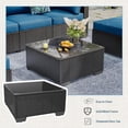 thumbnail image 2 of Danrelax 7-Piece Outdoor Sectional Sofa Patio Conversation Set, Black PE Rattan Wicker Furniture, Steel Frame in Peacock Blue Blue, 2 of 7