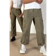 thumbnail image 2 of Ragstock Olive Green Nylon Cargo Parachute Pants, 2 of 4