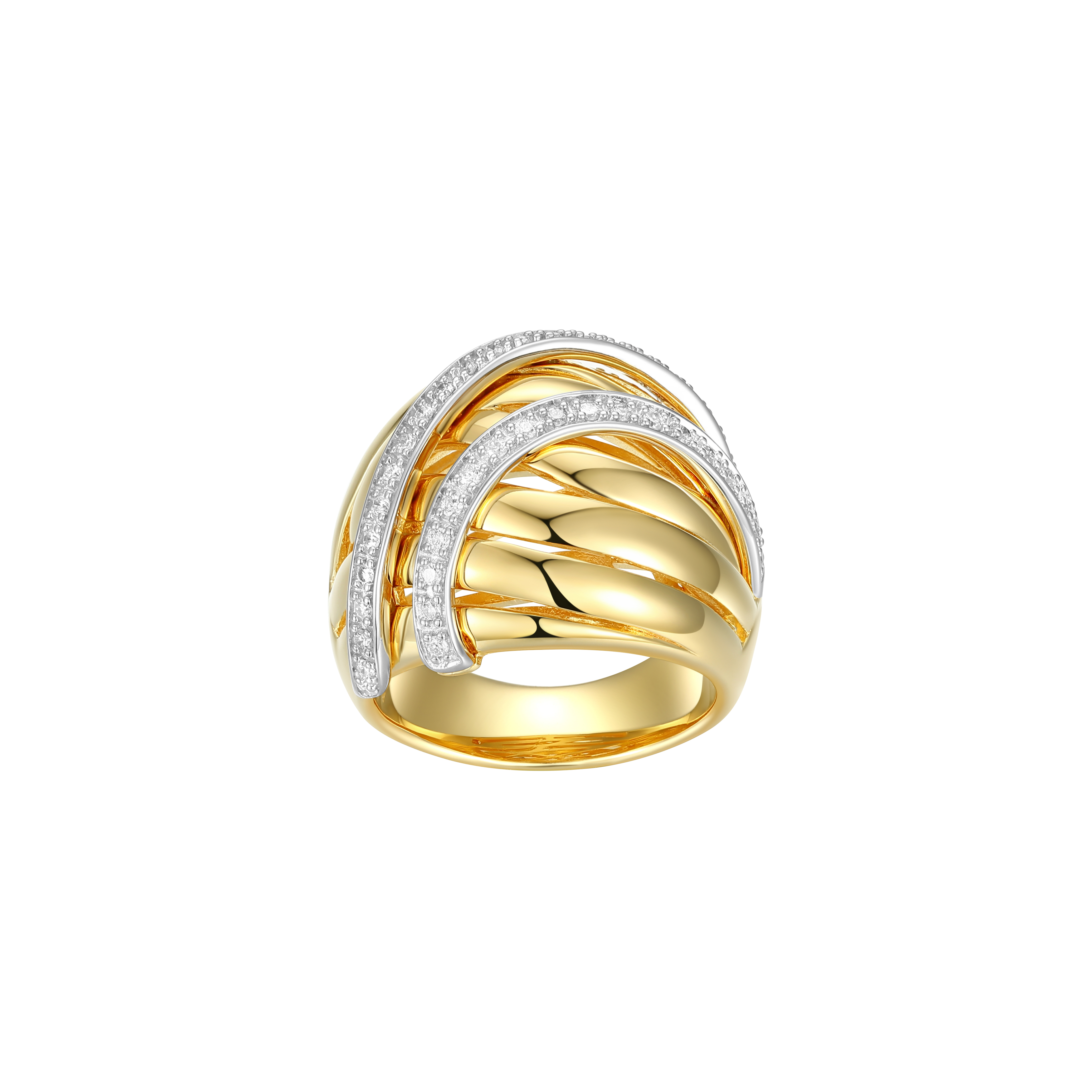 Forever Facets 18K Gold Plated Sterling Silver 3/8 CT TW Lab Grown Diamond Ring, Adult Female