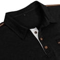 thumbnail image 6 of UVEASISHA Mens Summer Polos Shirts Short Sleeve Casual Business T-Shirt Vintage Color Block Collared Golf Shirts Regular Fit Stylish Work Tees Black S, 6 of 7