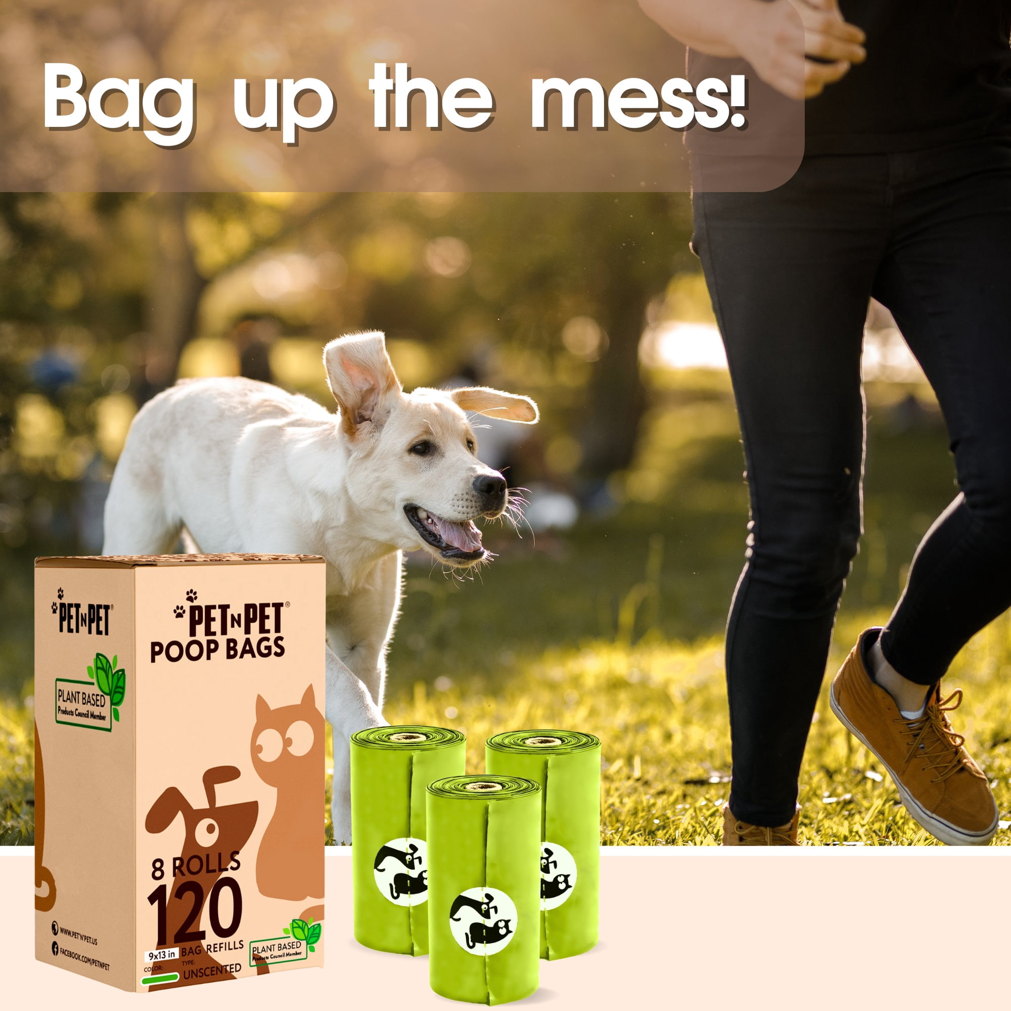 Pet N Pet Poop Bags For Dogs, 120 Counts Plant Based Dog Poop Bags Rolls, Thick Doggie Poo Bag, 100% Leak-proof, Easy to Use Pet Waste Bag