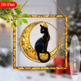 thumbnail image 2 of 2D Flat, 1pc Black Cat Witch Crescent Moon Theme Cute Cartoon Square Hanging Decor Suncatcher for Home Garden Christmas Birthday Gift, 2D Flat, 2 of 8