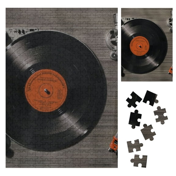 BCIIG Record Player Wooden Jigsaw Puzzle Vertical Style Gift for Family Friends 300PCS