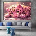 thumbnail image 3 of Mudket Cute Pink Leopard Cub Framed Canvas Wall Art, Magical Girly Sparkle Animal Decor for Girls Bedroom, Dorm, Bathroom Space, Ready to Hang-40"L x 28"W, 3 of 10