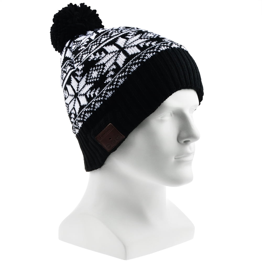 beanie hat with light and headphones