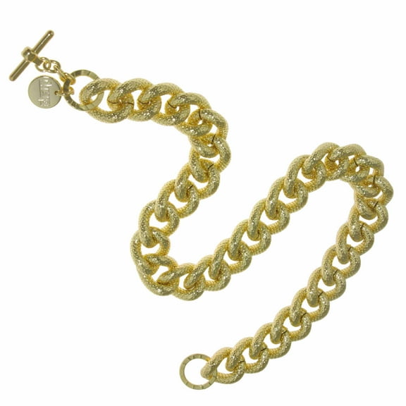 X & O 18KT gold plated textured twisted link necklace
