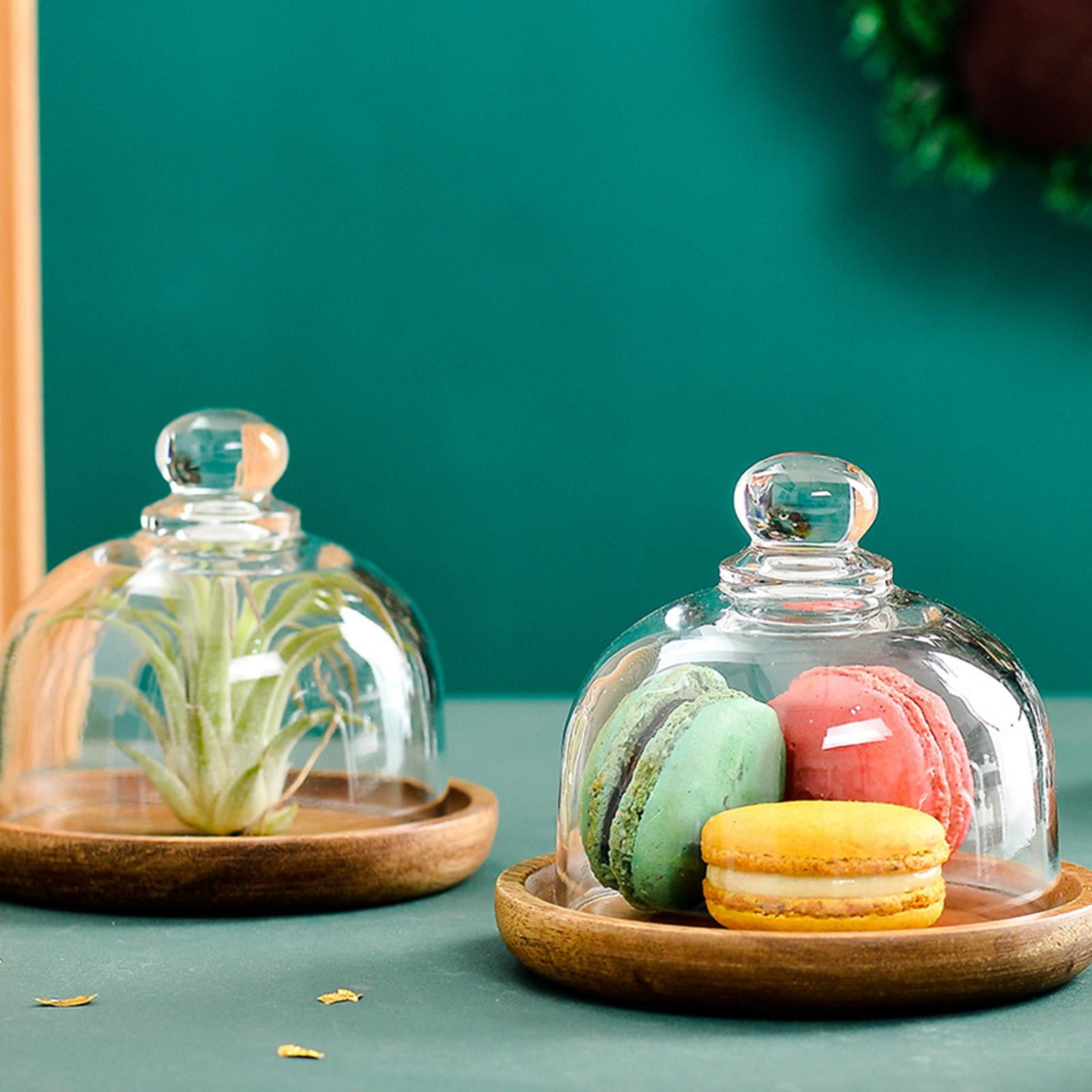 Glass Cake Dome Wooden Serving Tray BBQ Snack Cake Dome Cake Plate Server Platter Walmart