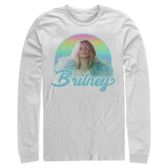 Men's Britney Spears Rainbow Star  Long Sleeve Shirt - White - Medium