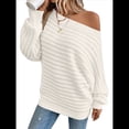 thumbnail image 1 of Suéteres de Otoño para Mujer, Hombros Descubiertos, Mangas Murciélago, Tops de Punto Texturizados, Suéter Extragrande de un Solo Hombro. Benbai XL, 1 of 8