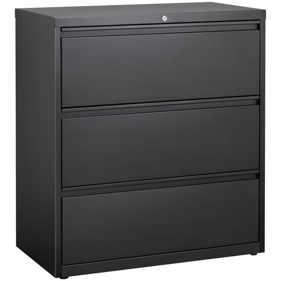 UrbanPro 36" 3-Drawer Modern Metal Lateral Filing Cabinet in Black