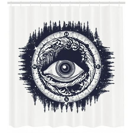 Compass Shower Curtain All Seeing Eye Compass With Directions