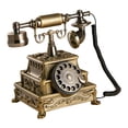 thumbnail image 4 of Teléfono retro con cable, dial giratorio, decorativo, novedoso, con remarcación, adorno de escritorio, teléfono antiguo para sala de estar, cafetería, Bronce, 4 of 8