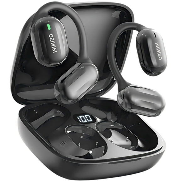 MINISO MS162 Wireless Earbuds Open Ear Headphones Sports, Bluetooth 5.4 Earbuds, 48h Support 150 AI Languages Translator Earbuds IPX6 Waterproof,Black