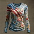 thumbnail image 2 of QASIEATN Women's Casual Long Sleeved Sweatshirt Celebrates 250th Anniversary with The National Flag Flowers Patriotism and Flag Top, 2 of 3