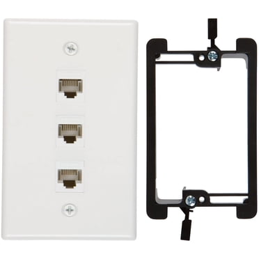 Buyer's Point 3 Port Cat6 Wall Plate, Female-Female White with Single Gang Low Voltage Mounting Bracket Device (3 Port)