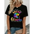 thumbnail image 3 of Blessed to be Called Mom and Grandma" Graphic Tee - Casual Crew Neck, Short Sleeve, Plus Size T-Shirt with Colorful Floral & Heart Print, Polyester, All-Season Wear, Casual Wear Tee | Floral Print To, 3 of 8