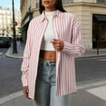 thumbnail image 2 of Womens Button Down Striped Shirts Long Sleeve Blouses Lightweight Business Dressy Casual Tops Spring Clothes Outfits, 2 of 9