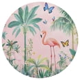 thumbnail image 3 of Ryvnso Tropical Flamingo Butterfly Round Plate Mats Dining Table Placemat Set of 4 for Holiday Decoration, 3 of 7