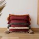 thumbnail image 3 of Colorful Tufted Knit Decorative Throw Pillow Cover with Tassels Soft Cozy Pillowcase Boho Knitted Accent Cushion Case for Bedroom Living Room (Red,18, 3 of 4