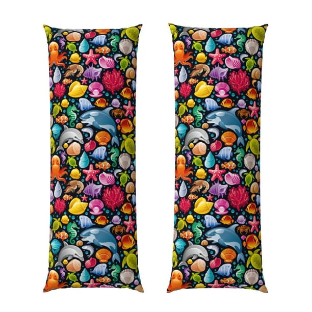 Balery Underwater Diving Animals Funda Protectora para Almohada Corporal de Algodón Hipoalergénico con Cierre(55 x 21 pulgadas), Almohadas No Incluidas