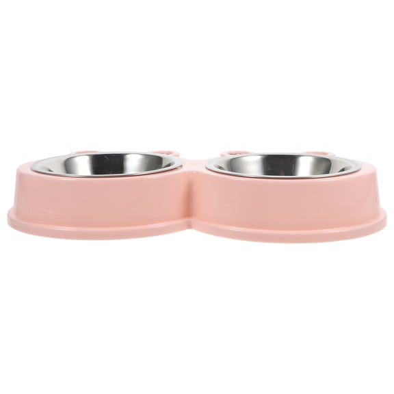 Milisten Pink Pet Bowl Stainless Steel Nonslip Base Cute for Cats Dogs