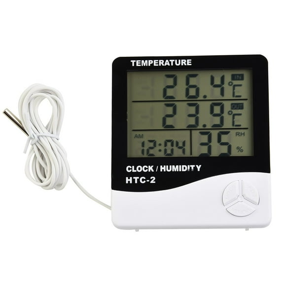 Indoor Outdoor Weather Station with Sensor Digital Thermometer Hygrometer Temperature Humidity Meter Clock Alarm Large Display Easy to Read Wall Mountable Desk Stand Fahrenheit Celsius