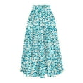 thumbnail image 4 of Women's Flowy Flared Ruffle Hem A-Line Maxi Skirts with Elastic Waist, Elegant Tiered Layer Boho Long Skirts, Floral Print for Summer,Sky Blue,Size L, 4 of 4