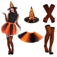 thumbnail image 2 of Adult Women'S Halloween Witch Costume Set With Hat, Striped Socks, Gloves And Tulle Skirt, Four-Piece Outfit For Costume Parties, Dance Events, Cosplay And Themed Celebrations, 2 of 5