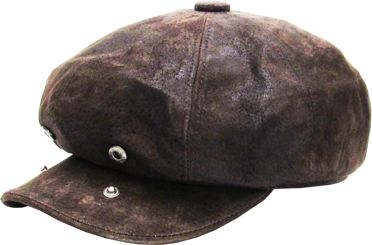 100% Genuine Leather Dark Brown Mens Ivy Hat Golf Driving Ascot Flat Cabbie Newsboy