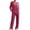 Hot Pink, variant on Jinhomg Loose Knit Outfits for Women Fall Casual Comfy Long Sleeve V-neck Pullover and Straight Leg Pants Set 2 Piece Trendy Solid Loungewear Spring Saving Army Green XL