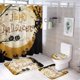 thumbnail image 1 of Juego de 4 cortinas de ducha con temática de Halloween, con alfombra antideslizante, tapa de inodoro y alfombrilla de baño, cortina de ducha de poliéster impermeable con 12 ganchos, cortina de baño, 1 of 5