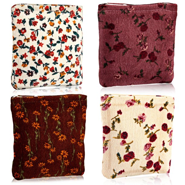 Set de 4 bolsas de maquillaje Abbylike Floral de pana