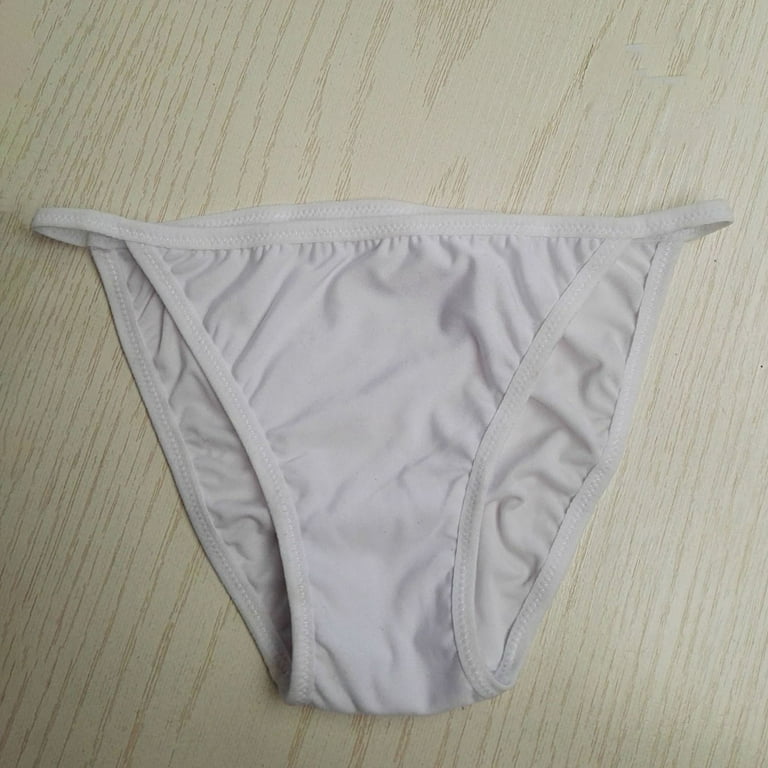 harmtty Bikini Briefs Pure Color Low-rise Slim Strap Bikini Panties for  Women,White One Size