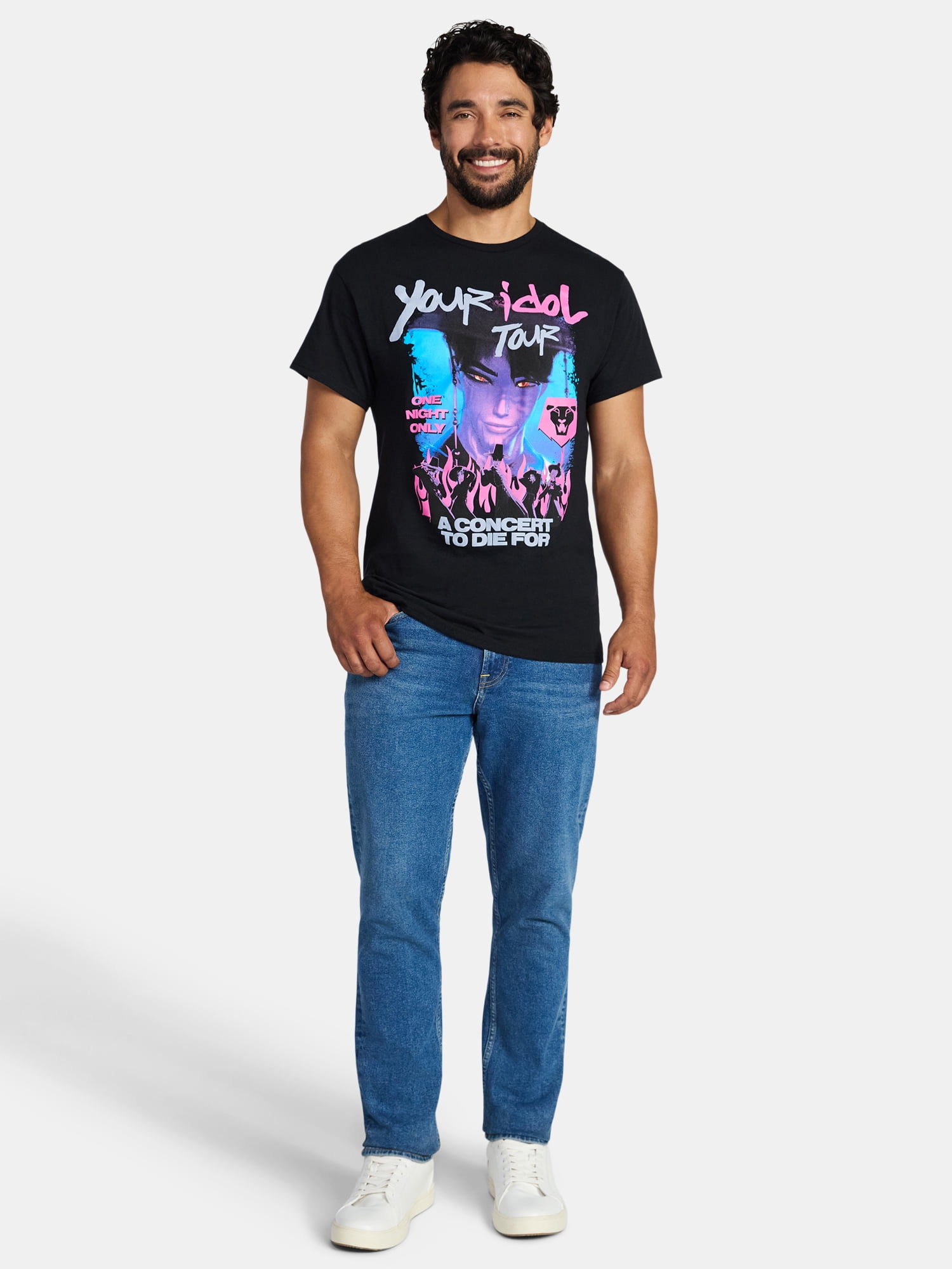 KPop Demon Hunters Men's and Big Men's Cotton Graphic Tee, Sizes S-3XL