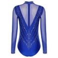 thumbnail image 2 of Zaldita Women Rhinestone Gymnastics Leotards Ballet Dance Leotard Long Sleeve Figure Skating Bodysuit Royal Blue XXL, 2 of 5