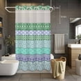 thumbnail image 5 of No Hook Purple Green Boho Shower Curtain with Snap in Liner Set, Vintage Ethnic Tribe Abstract Art Waterproof Fabric Bathroom Curtains with See Through Top Window, Hotel Style Small 36 x 78 Inch, 5 of 9