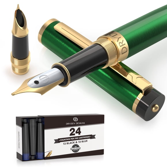 Pluma estilográfica Dryden Designs con puntas medianas y finas, verde esmeralda
