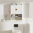 thumbnail image 2 of VECELO Bathroom Wall Cabinet, Wood Hanging Medicine Cabinet with Adjustable Shelf and Towel Bar, Hooks, Over The Toilet Space Saver Wall Mounted Storage Cabinet, White, 2 of 9