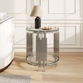 thumbnail image 3 of Sumdeal 19.7 x 19.7 x 21.26 in Round 2-Tier End Table, Tempered Glass and Stainless Steel Accent Side Table, Silver and Clear, 3 of 9