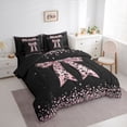thumbnail image 2 of Manfei Cheetah Print Bowknot Twin Bedding Sets 7-Piece for Girls Women,Kids Teens Bling Crystal Sequins Bedding Comforter Set,Black Reversible,Super Cozy Room Decor, 2 of 7