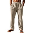 thumbnail image 2 of Fengqque Mens Knit Casual Pants Fashion Loose Fit Wide Leg Pants Straight Sweatpants Elastic Waist Drawstring Pants Khaki 12(XXL), 2 of 8