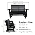 thumbnail image 3 of HDPE Patio Glider with Cupholders, Poly Lumber Weather-Resistant Outdoor Glider Bench, for Patio, Porch, Yard (2-Seater, Black), 3 of 7