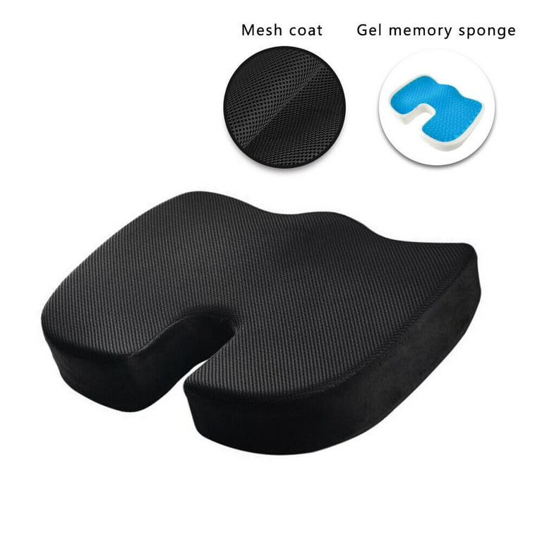 Willkey Gel Enhanced Seat Cushion - Non-Slip Orthopedic Gel & Memory Foam Coccyx Cushion for Tailbone Pain - Office Chair Car Seat Cushion - Sciatica
