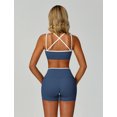 thumbnail image 7 of IBTOM CASTLE Workout Sets for Women 2 Piece Color Block Strappy Sports Bra High Waist Shorts Gym Yoga Pilates Outfits Blue, 7 of 7