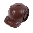 thumbnail image 3 of Men's Genuine Leather Duckbill Baseball Cap with Thick Fleece Lining, Warm Winter Hat, 3 of 6